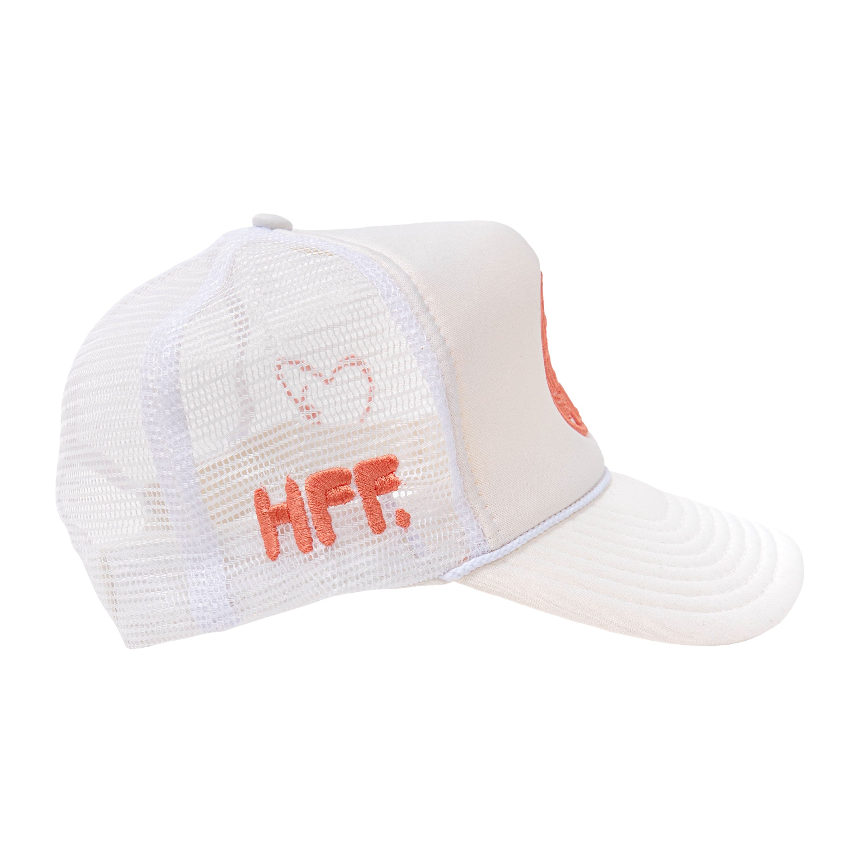 Cream Hat with Salmon Pink Embroidery