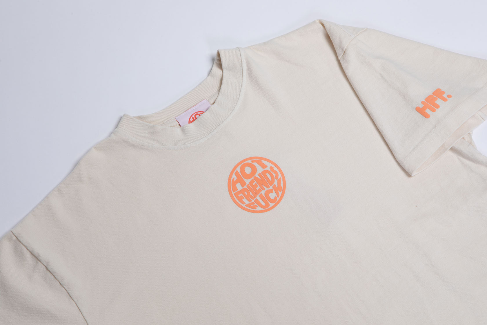 Cream Shirt with Salmon Pink Puff Print.