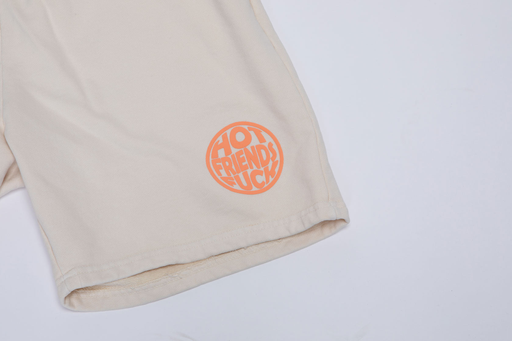 Cream Shorts with Salmon Pink Puff Print