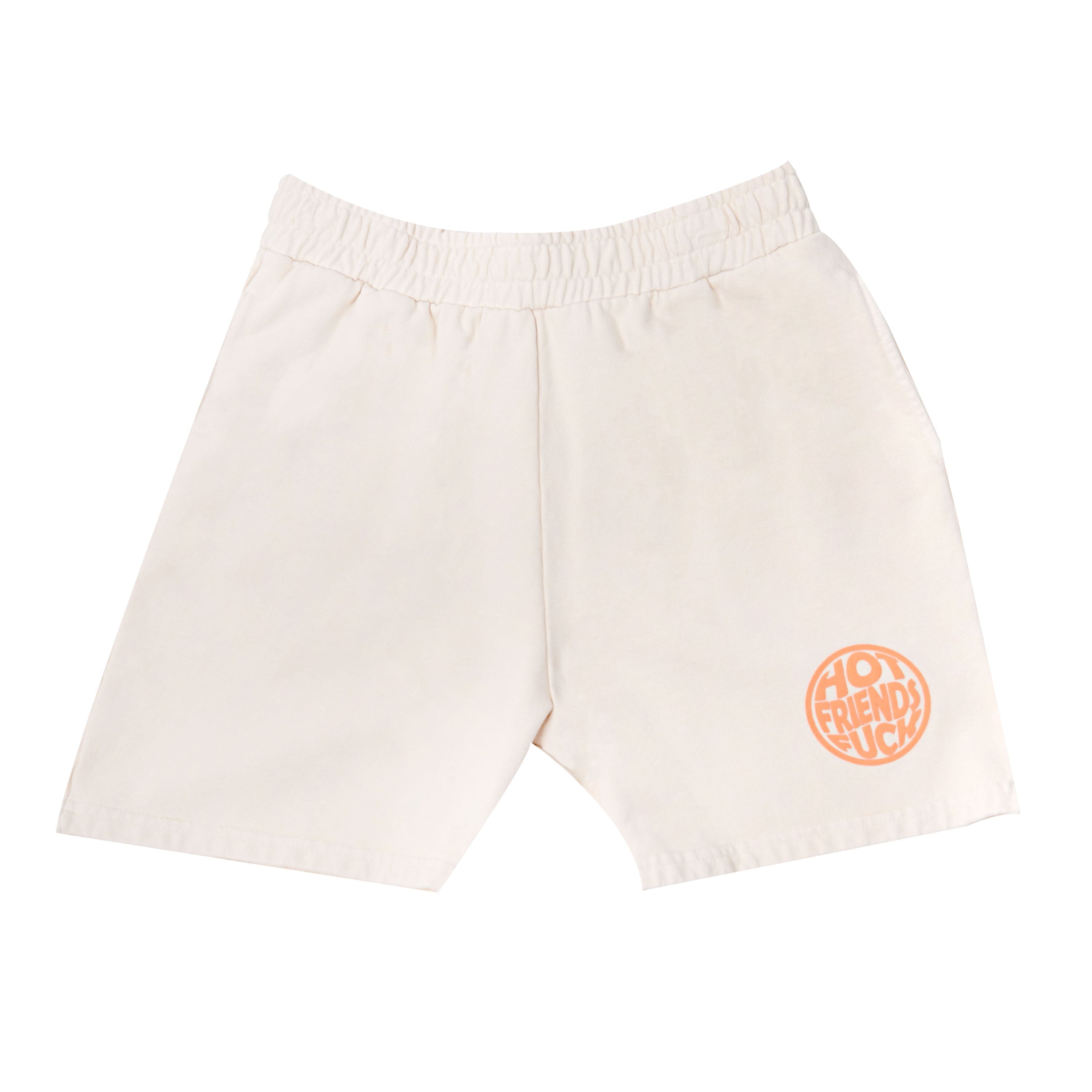 Cream Shorts with Salmon Pink Puff Print