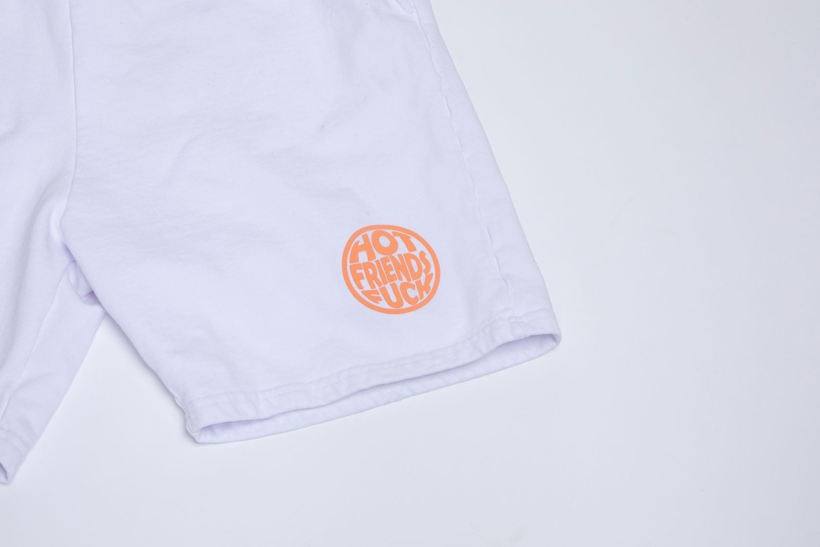 White Shorts with Salmon Pink Puff Print