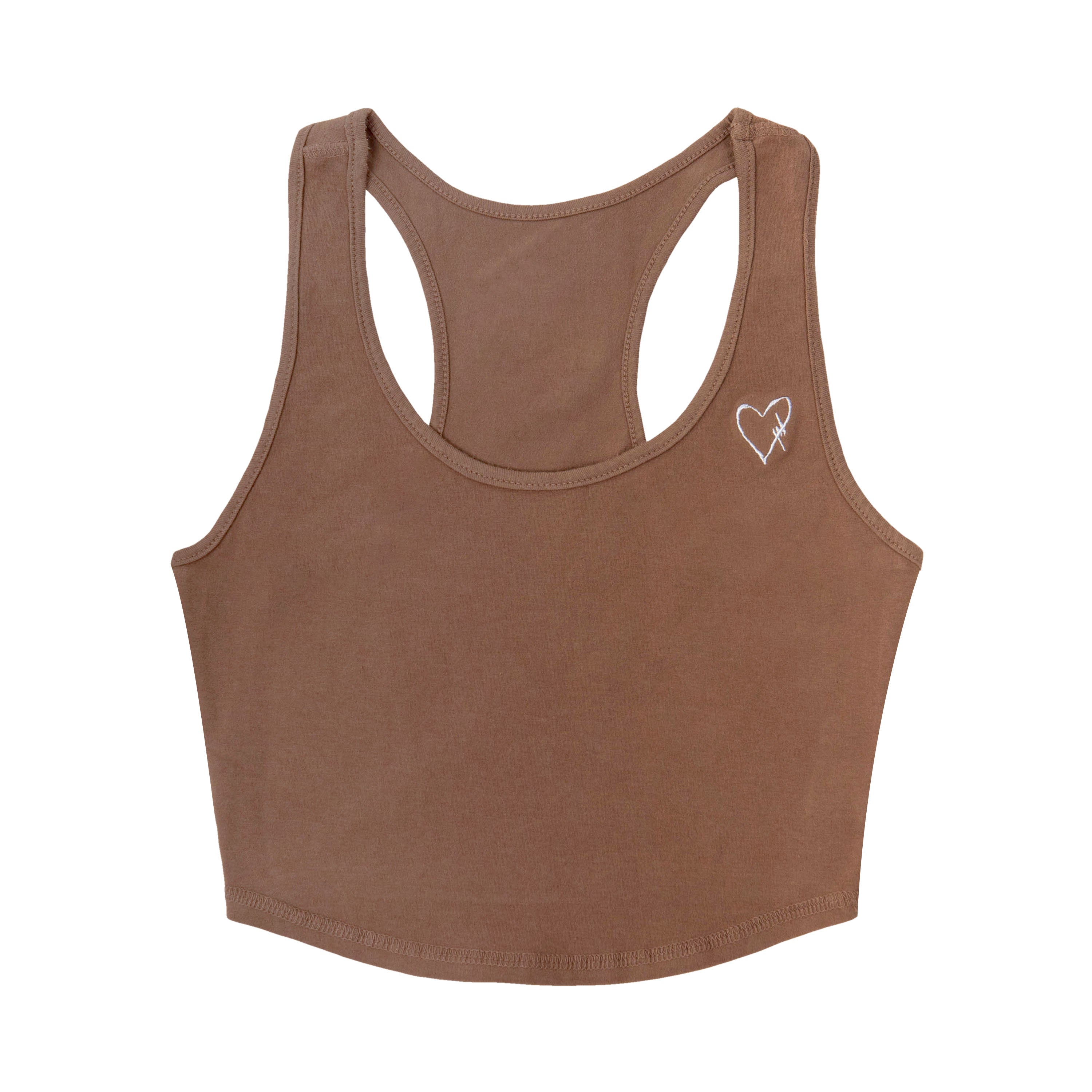 Brown Tank Top with White Embroidery
