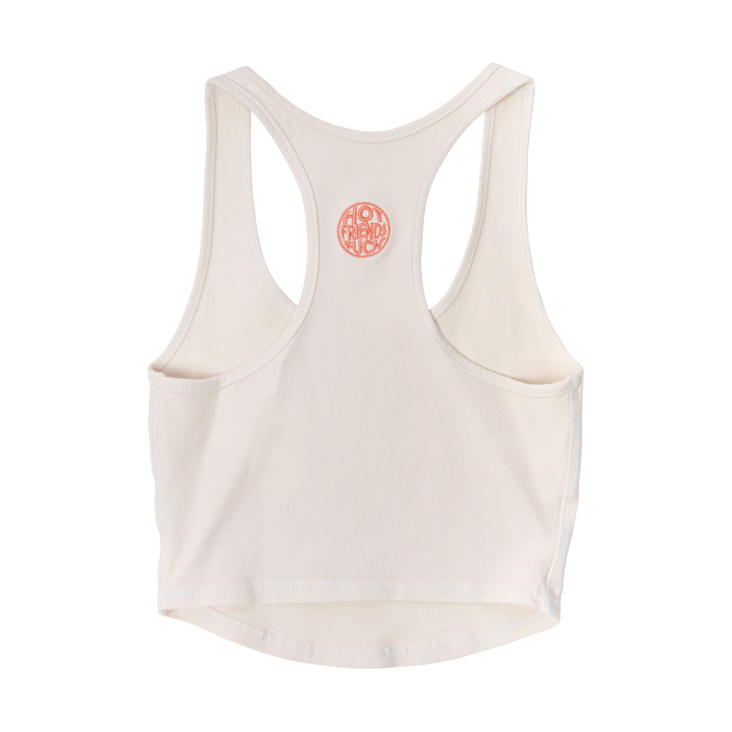 Cream Tank Top with Salmon Pink Embroidery