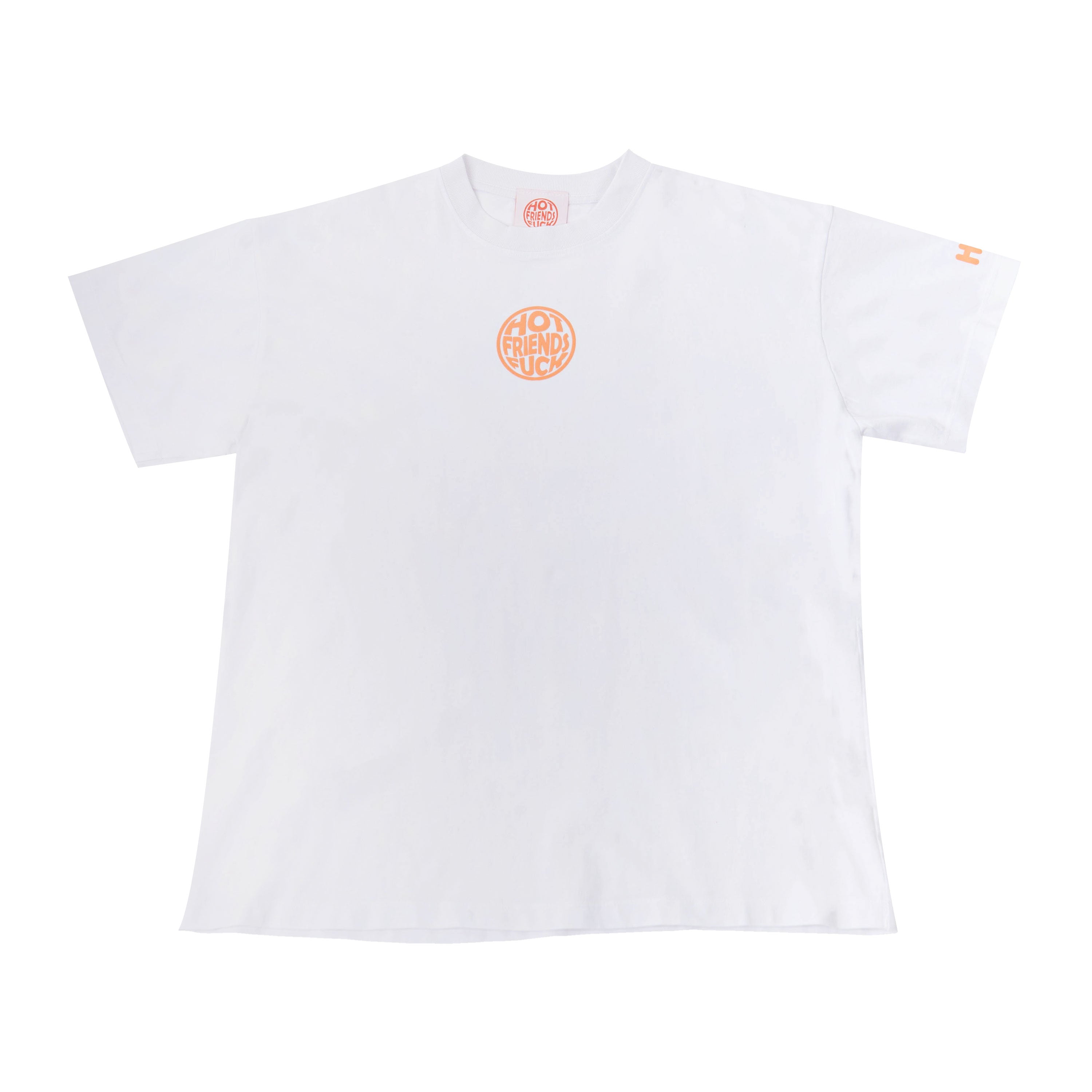 White Shirt with Salmon Pink Puff Print.
