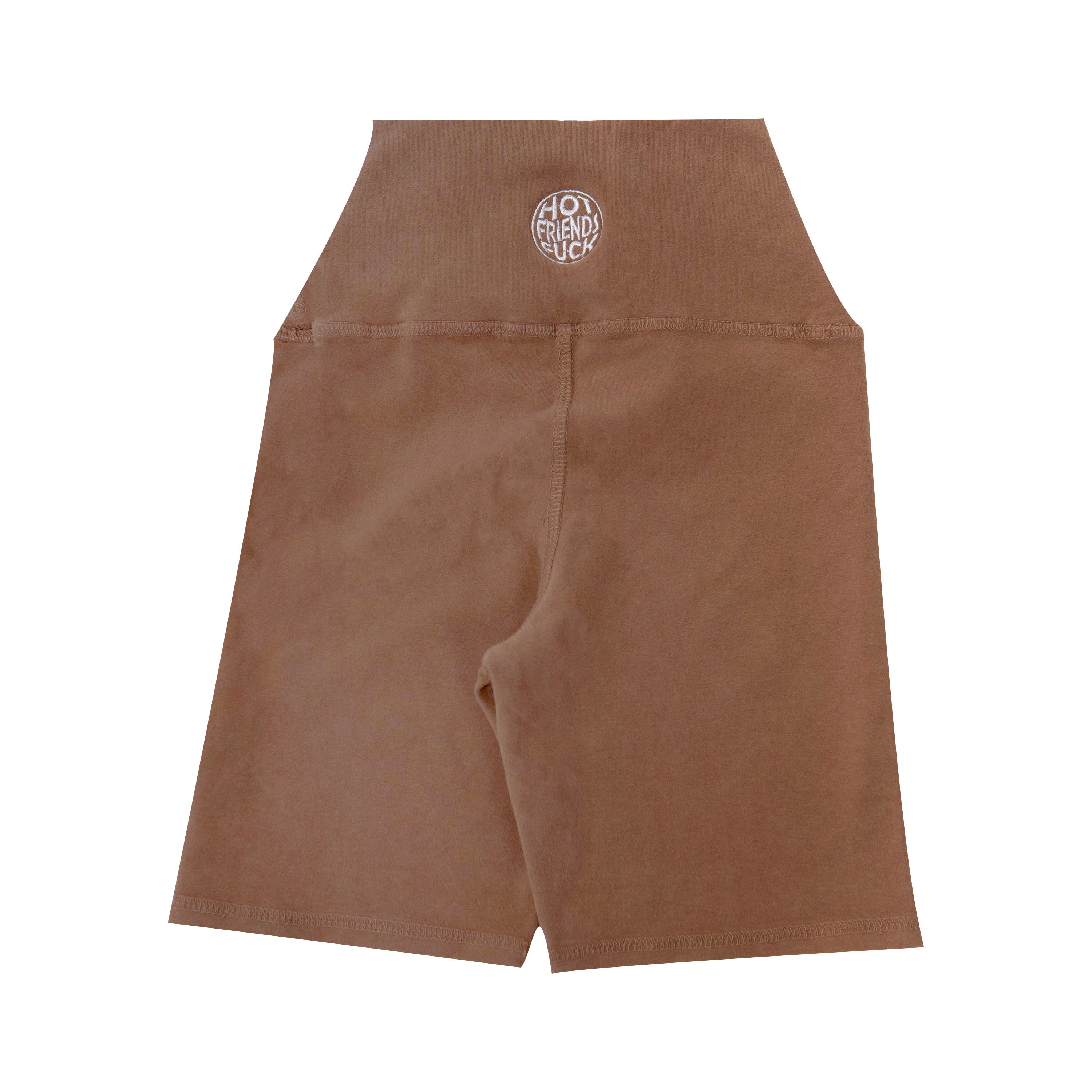 Brown Biker Shorts with White Embroidery
